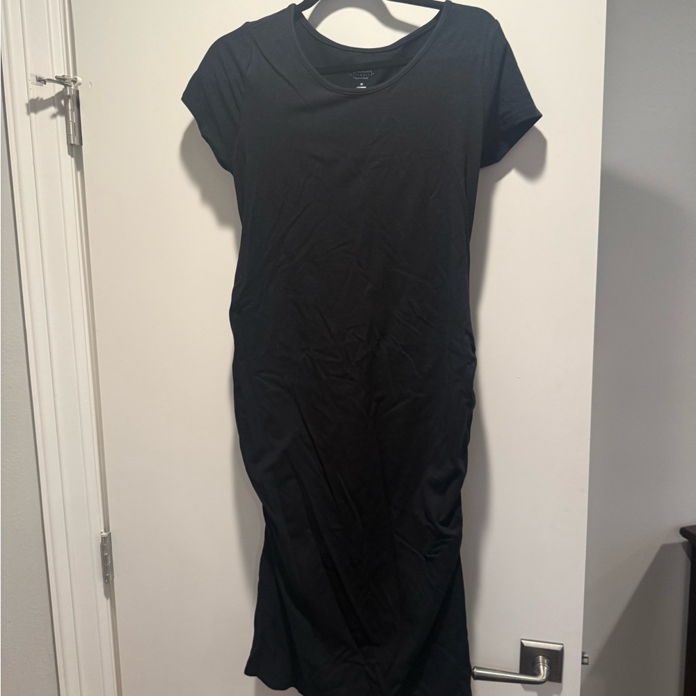 Stretch Black Women's Maternity Midi Dress